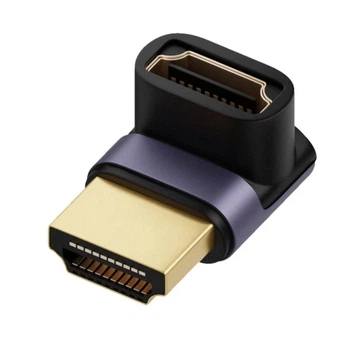 Переходник угловой HDMI - HDMI M/F LED Metal (v2.1, 48Gbps, 8К/4К) UP (48695)