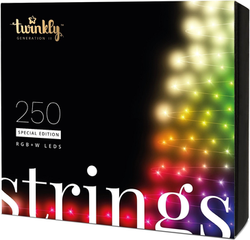 Светодиодная Smart LED гирлянда Twinkly Strings RGBW 250, BT+WiFi, Gen II, IP44, кабель черный (TWS250SPP-BEU)