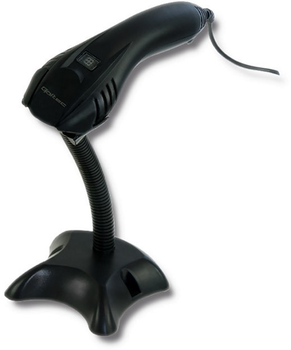 Сканер штрих-кодів Qoltec Laser 1D, USB з підставкою Чорний (50861) (5901878508610)
