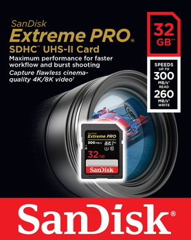 Karta pamięci SanDisk Extreme PRO SDHC 32GB Class 10 UHS-II V90 (SDSDXDK-032G-GN4IN)