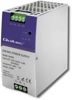 Блок питания на DIN-рейку Qoltec 240 Вт, 48В, 5А (50999) (5901878509990)