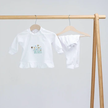 Костюм велюровий з вишивкою для Хрещення дівчинки ELA Жовто-блакитні квіти 56 см
