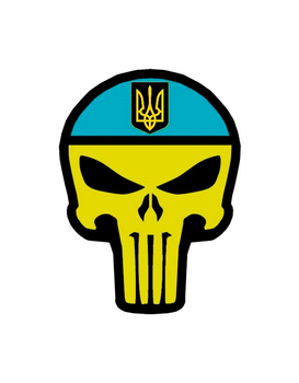 Шеврон патч Каратель Punisher Україна у бандані з гербом 1 на липучці велкро