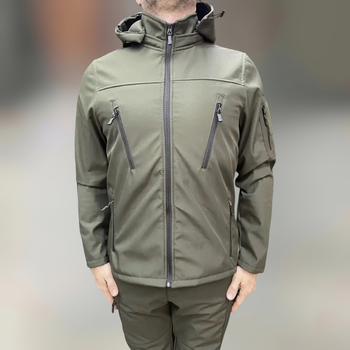 Куртка тактическая, Softshell, цвет Олива, размер L, демисезонная флисовая куртка для военных Софтшелл