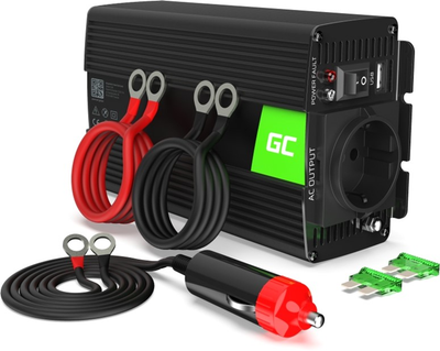 Інвертор Greencell 12В/230В 300Вт/600Вт Чиста синусоїда (INV05DE)
