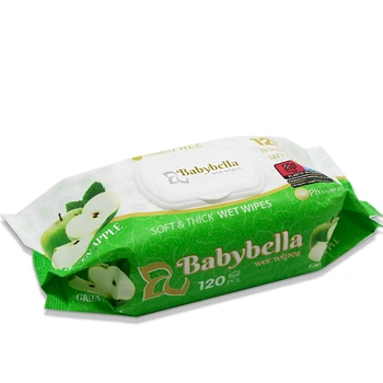 Салфетка влажная "Baby Bella" с клапаном 120 шт. Apple