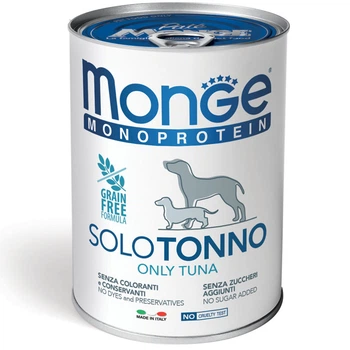 Вологий корм для собак MONGE (Монж) DOG SOLO 100% тунець 0.4 кг.