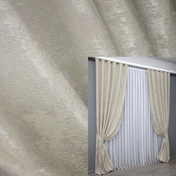 Комплект готовых штор VR-Textil Жаккард Sultan XO № 1281ш Светло-бежевый 100х270 см 2 шт (31-618)