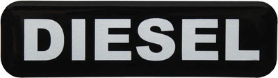 Наклейка с надписью DIESEL (черный фон) (силикон) 9,6х2,6 (71-84)
