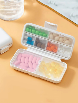 Органайзер для таблеток - таблетница Double Pillbox на 8 отделений, белая