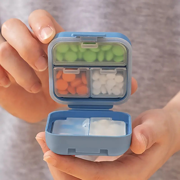 Міні органайзер для таблеток - таблетка Double Pillbox на 5 відділень, синя