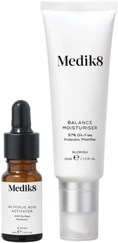 Zestaw do pielęgnacji twarzy Medik8 Balance Moisturiser with Glycolic Acid Activator Krem do twarzy 50 ml + Serum do twarzy 10 ml (818625024468)