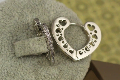 Серьги Xuping Jewelry сердце одна дорожка с бортиками 2 см серебристые