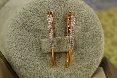 Серьги Xuping Jewelry стрелки с камнями зауженные внизу 3 см золотистые