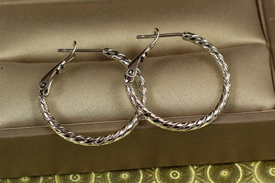 Серьги кольца Хuping Jewelry крученый жгут 2,5 см серебристые