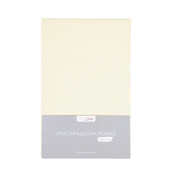 Простирадло на резинці махрова Home line. Айворі 130-90х200х25 (на гумці)