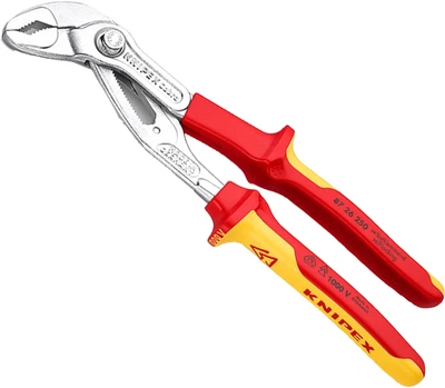 Высокотехнологичные сантехнические клещи Knipex Cobra VDE (электроизолированы 1000В) 250 мм (87 26 250)
