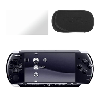 Набор Консоль Sony PlayStation Portable Slim PSP-3ххх Модифицированная 32GB Black Б/У + Защитная Пленка RMC Trans-Clear + Чехол Мягкий