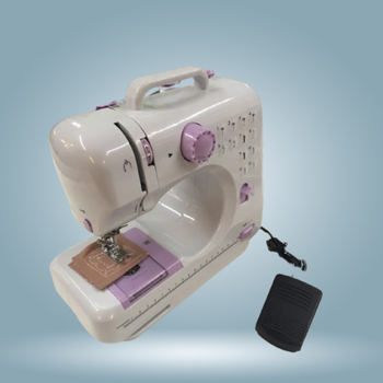 Швейная машинка Sewing Machine 505/1250 электрическая портативная 12 программ строчки с подсветкой реверсом педалью Белая