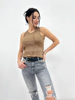 Трикотажна жіноча майка тай-дай Fashion 42/44 капучіно