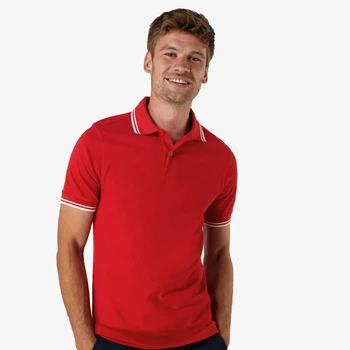Мужская рубашка-поло JHK POLO REGULAR CONTRAST, красная футболка поло, с контрастными полосами, размер S