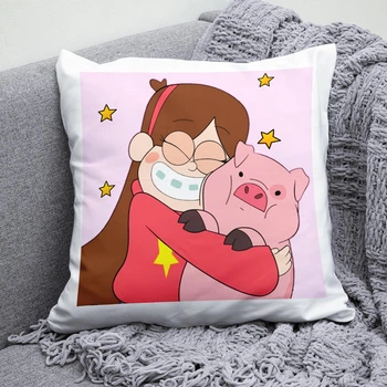 Плюшевая подушка Мейбл и Пухля Гравити Фолз Gravity Falls квадрат 35х35 см белая