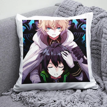 Плюшева подушка Останній серафим Owari no Seraph anime принт №2 квадрат 35х35 см біла