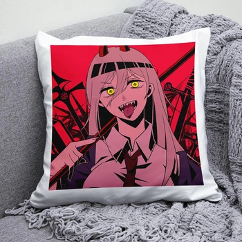 Плюшевая подушка Макима Человек бензопила Ченсо ман Chainsaw Man anime квадрат 35х35 см белая