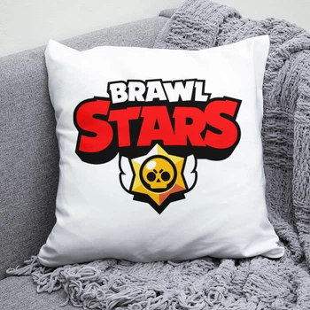 Плюшевая подушка Brawl Stars Бравл Старс квадрат 35х35 см белая