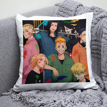 Плюшевая подушка Токийские мстители Tokyo Revengers anime квадрат 35х35 см белая