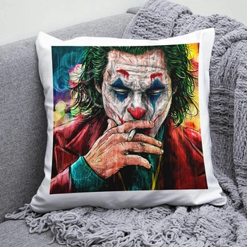 Плюшевая подушка Джокер Joker DC Comics с сигаретой квадрат 35х35 см белая