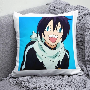 Плюшевая подушка Норагами Бездомный бог Noragami anime принт №3 квадрат 35х35 см белая