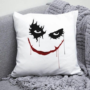 Плюшевая подушка Джокер Joker DC Comics улыбка квадрат 35х35 см белая