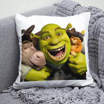 Плюшева подушка Шрек Shrek Віслюк Кіт у чоботтях квадрат 35х35 см біла