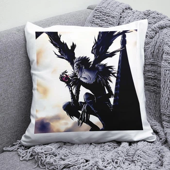 Плюшевая подушка Тетрадь смерти Death Note anime принт №2 квадрат 35х35 см белая