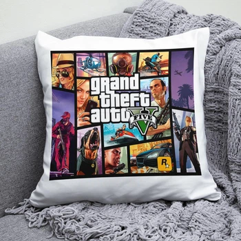 Плюшевая подушка Grand Theft Auto GTA квадрат 35х35 см белая