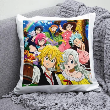 Плюшевая подушка 7 смертных грехов anime Nanatsu no Taizai квадрат 35х35 см белая