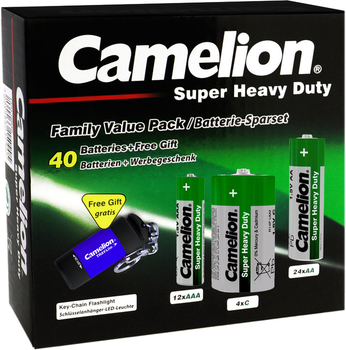 Батарейки Camelion FPG-GB40 Super Heavy Duty Green 24AA+12AAA+4C+фонарь SL3013 41 шт (10104000)
