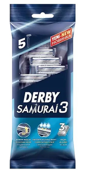 Одноразова бритва з потрійним лезом в поліетиленовому пакеті Derby Samuraii 5шт