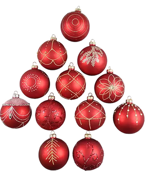 Zestaw ozdób choinkowych Det Gamle Apotek Christmas Ornament box Red 10 cm 12 szt (1131487)