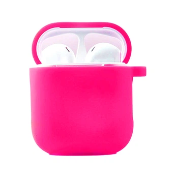 Силіконовий футляр з мікрофіброю для навушників Airpods 1/2 Рожевий/Barbie pink