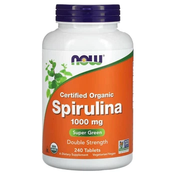 NOW Сертифицированная Органическая Спирулина, Organic Spirulina 1000 мг - 240 табл (733739027177)