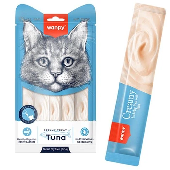 Wanpy Creamy Lickable Treats Tuna ВАНПИ ТУНЕЦ Жидкое лакомство для котов, 5 по 14г