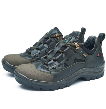 Тактичні кросівки демісезонні PAV 401 олива хакі шкіряні з мембраною Winterfrost 46