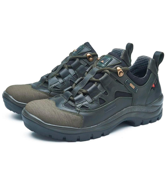 Тактичні кросівки демісезонні PAV 401 олива хакі шкіряні з мембраною Winterfrost 45