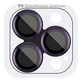 Защитное стекло Epik Metal Classic на камеру (в упак.) для Apple iPhone 14 Pro (6.1") / 14 Pro Max (6.7") Темно-Фиолетовый / Deep Purple