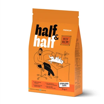 Сухий корм для стерилізованих котів HalfHalf із яловичиною 8 кг
