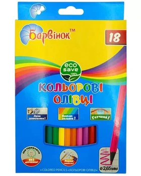 Карандаши цветные Барвинок 18 цветов, пластиковые, d=2,65мм, 5-203/6