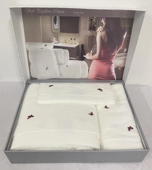Подарунковий набір рушників Maison D'or Reve De Papillon White-Red 3 шт.