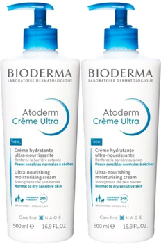 Зволожуючий крем для нормальної та сухої шкіри Bioderma Atoderm Crème Ultra 2 x 500 мл (3701129805824)